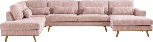 Copenhagen 5 seters Venstrevendt U formet Sofa med Divan og Sjeselong i Manchester Rosa