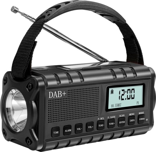 SiGN nødradio DAB+/FM med sveiv/batteri/solceller/USB-strøm Svart SiGN nødradio DAB+/FM med sveiv/batteri/solceller/USB-strøm Svart