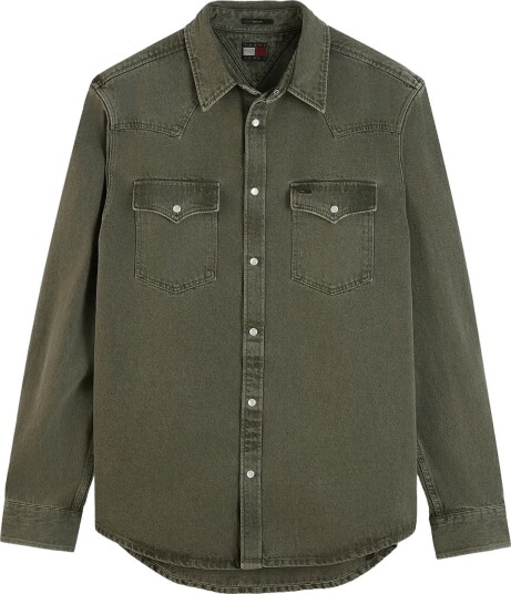 Tommy Jeans Tjm Reg Washed Western Shirt   Khaki green   M