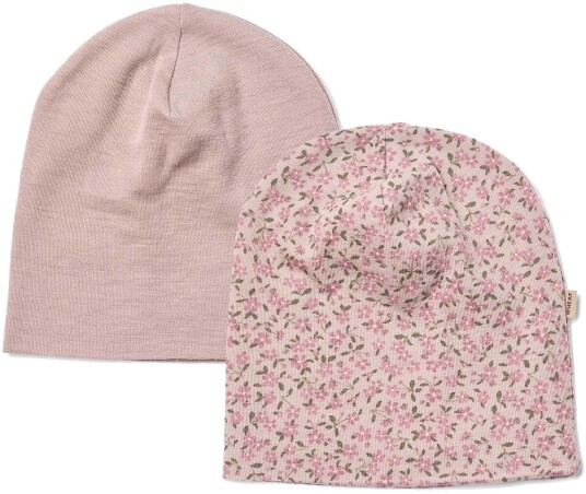 Wheat ull Wheat Emo 2-pack vår-og høstlue i ull, Pale Lilac Flowers (10-12 år) 10-12 år