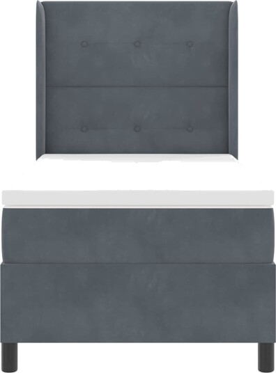 Rammemadrass med Madrass Mørkegrå 90x190 cm Fløyel