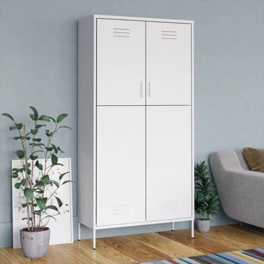 vidaXL Garderobe hvit 90x50x180 cm stål