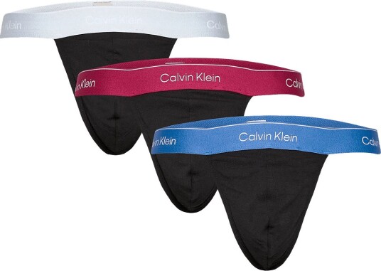 Calvin Klein Thong 3Pk BLACK BODIES W POSEIDON BLUE PLEIN XS Calvin Klein Thong 3Pk BLACK BODIES W POSEIDON BLUE PLEIN XS
