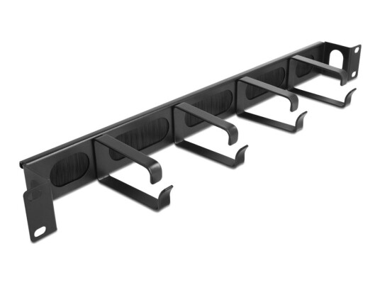 Delock - Rackbørstestripe - 4 Hooks Side Cable Entry - Svart - 1U - 19"