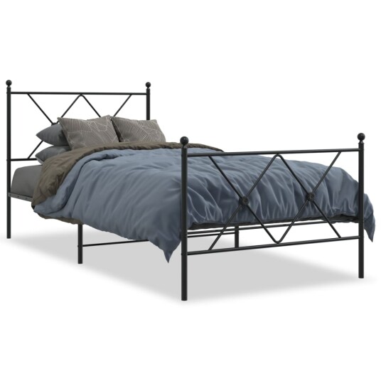 Sengeramme i metall med hode- og fotgavl svart 90x200 cm 8721012373976