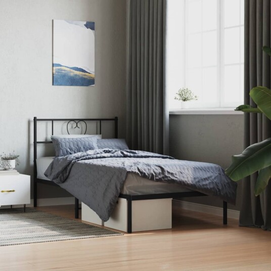  Sengeramme i metall med hodegavl svart 90x190 cm 8721012048140