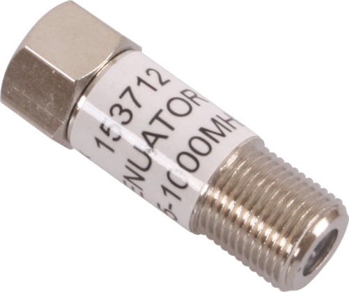 Triax Koaksialdemper F-Type Han/Hun 10dB 5-1000MHz Metallisk
