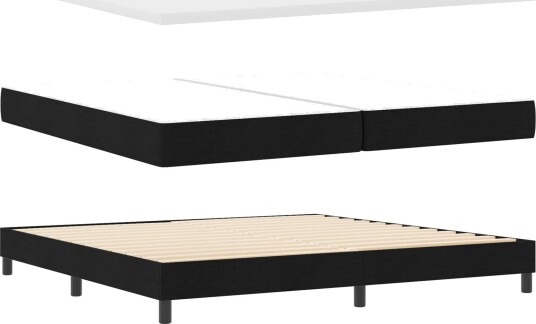  Box Spring Seng med Madrass Svart 200x200 cm Stoff