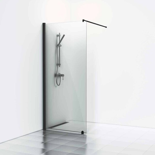 Svedbergs Skoga dusjvegg 70 cm, røgfarvet glass/matt sort