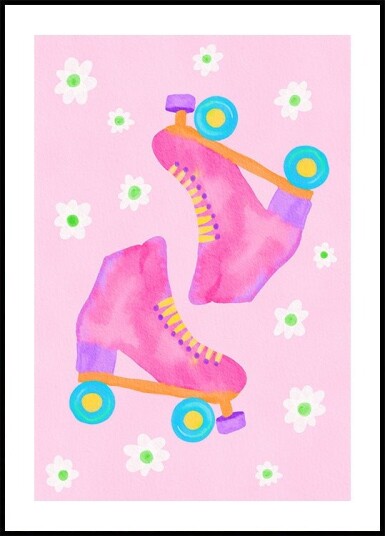 Roller Skates Pink Plakat / 50x70cm