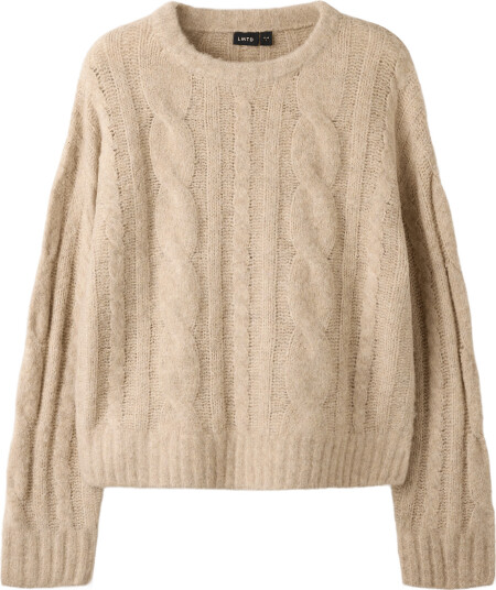 LMTD Nlfkleavecable Ls Short Knit Noos Beige 122 128