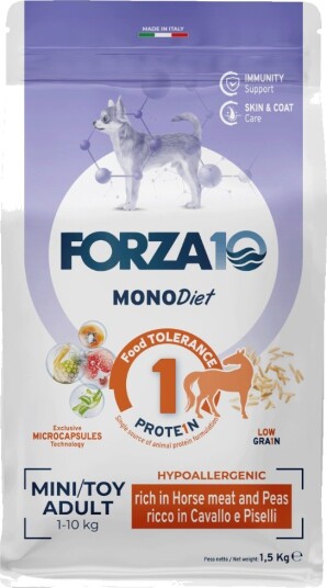 Forza10 Diet Dog Tørrfôr Forza10 Mini & Toy Diet Med Kroketter Med Hest Og Erter Til Hunder 1.5 kg