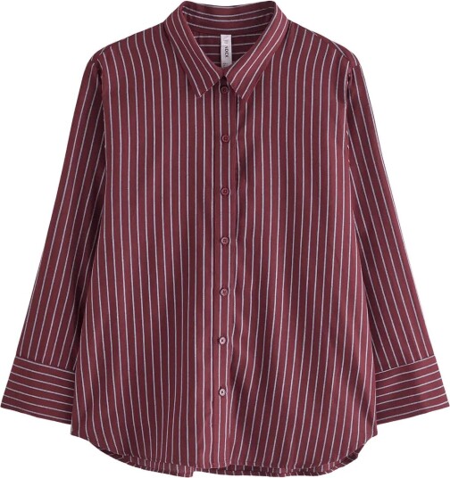 Lindex Pyjama Shirt In Cotton Burgundy M