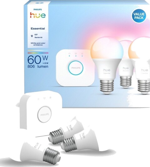 Philips Hue White & Color Ambiance E27 Smartpære Startpakke Philips Hue White & Color Ambiance E27 Smartpære Startpakke