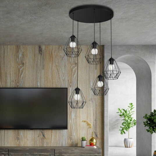 Luminex Jin pendellampe svart fem lamper rund