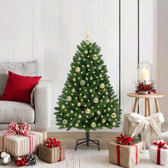  Kunstig juletre med LED  stripelys grønn 120 cm PVC og metall