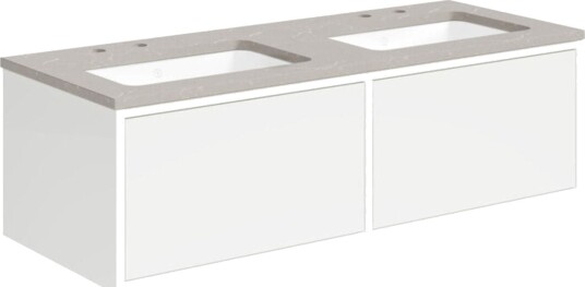 Gustavsberg Ducentic Servantskap med Benkeplate Hvit / 120cm Dobbel Polar Grey 2 Hull for Kran