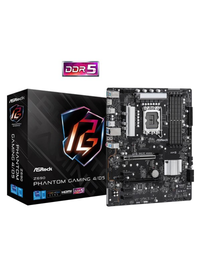 ASRock Z690 Phantom Gaming 4/D5 Hovedkort - Intel Z690 - Intel LGA1700 socket - DDR5 RAM - ATX ASRock Z690 Phantom Gaming 4/D5 Hovedkort - Intel Z690 - Intel LGA1700 socket - DDR5 RAM - ATX