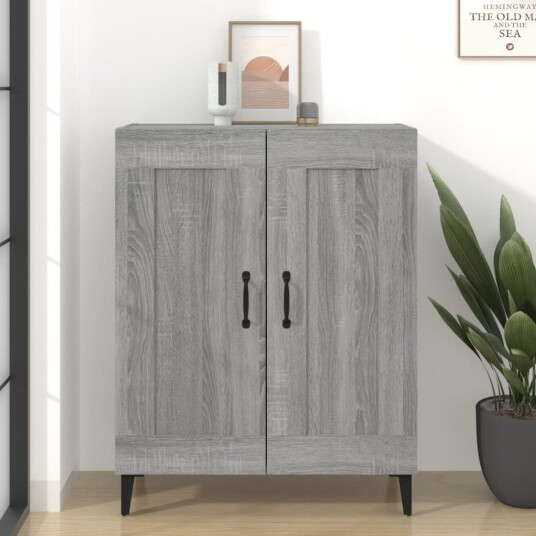 vidaXL Skjenk grå sonoma 69,5x34x90 cm konstruert tre