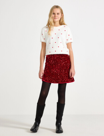 Lindex Skjørt Med Paljetter Red 170