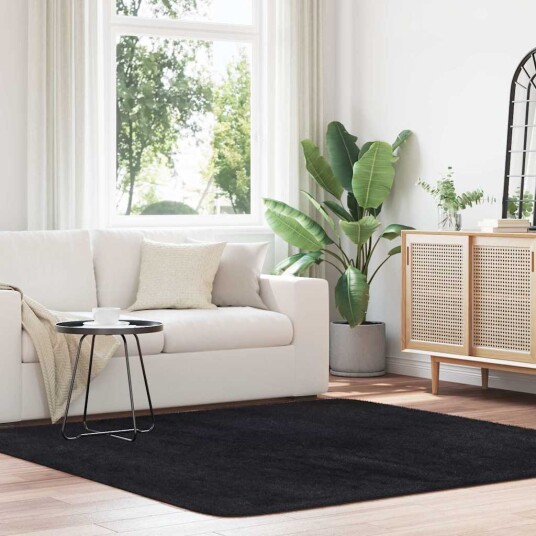  Flossteppe med lang luv NAVARRA svart 200x200 cm polyester 8721158558640