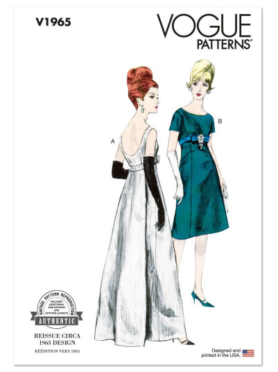Vogue 1965 - Vintage Kjole B5 (8-10-12-14-16)