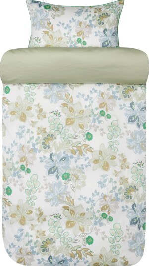 Satin sengetøy   Mykt bomullsatin sengesett   Cassandra Light Green   Sengetøy fra Høie of Scandinavia