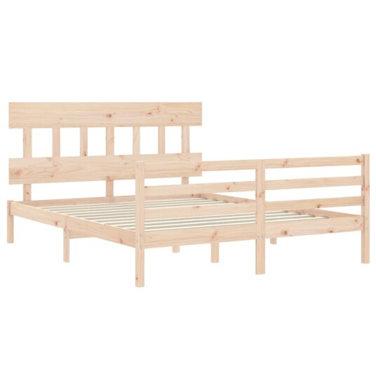 vidaXL Sengeramme med hodegavl 5FT King Size heltre