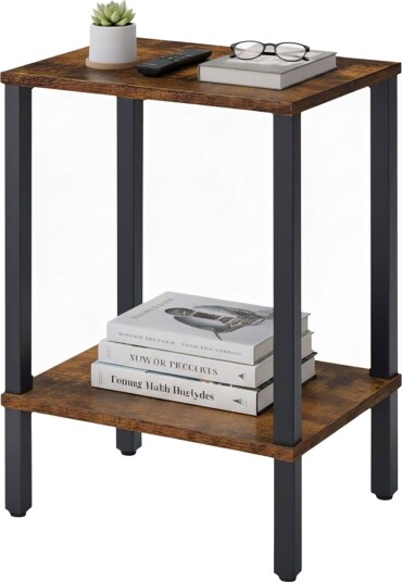 Industrielt sidebord med 2 hyller – tre og metall