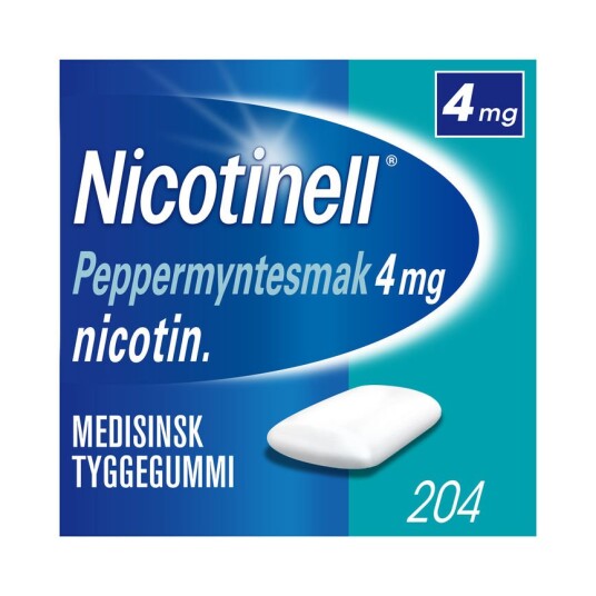 Nicotinell Tyggegummi 4mg peppermynte 204 stk. Nicotinell Tyggegummi 4mg peppermynte 204 stk.