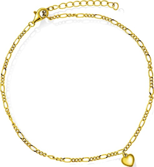 Pan Jewelry Ankelkjede i 925 forgylt sølv med hjerte 25 cm