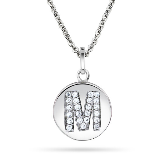 Pan Jewelry, Anheng i sølv med zirkonia bokstav M