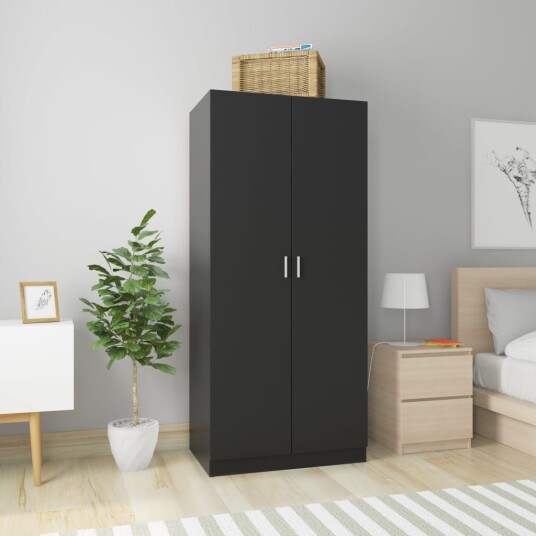 vidaXL Garderobe svart 80x52x180 cm sponplate vidaXL Garderobe svart 80x52x180 cm sponplate