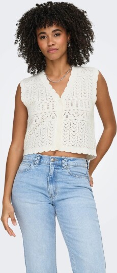 ONLY Onlirina V Neck Button Vest Knt Noos Cream L ONLY Onlirina V Neck Button Vest Knt Noos Cream L