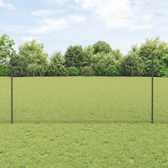 vidaXL Sekskantet gjerde med post 25 x 1,2 m PVC-belagt stål Grå Mesh