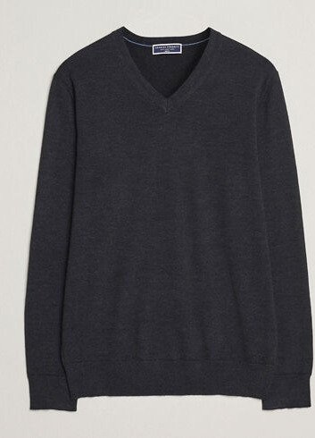 Charles Tyrwhitt Pure Merino V Neck Jumper Dark Charcoal
