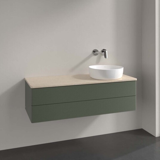 Villeroy & Boch Antao Servantskap med 2 skuffer 120x50x36 cm m/lys Grønn Matt/Crème