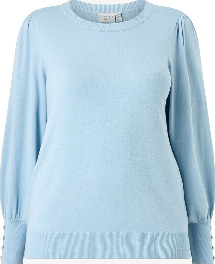 KAFFE Curve Genser KClizzy Round Neck Pullover Buttons Blå