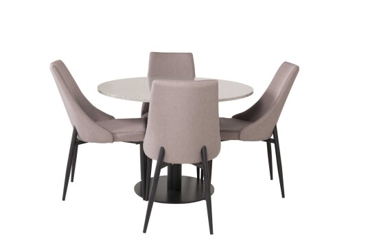 Venture Design Razzia & Leone spisegruppe Grå/grå 4 st stoler & bord 106 cm