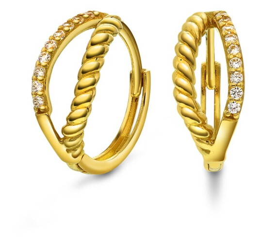 Pan Jewelry Øreringer i 585 gult gull med zirkonia