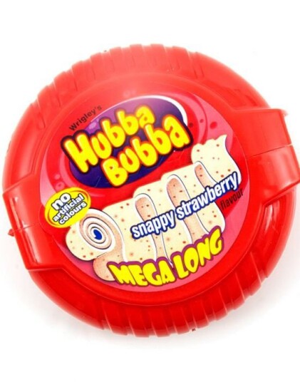 Hubba Bubba Tyggegummirull med Snappy Strawberry Smak Hubba Bubba Tyggegummirull med Snappy Strawberry Smak