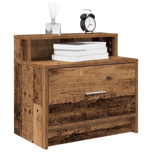  Nattbord med skuff 2 stk gammelt tre 51x31x47 cm 8721158575623