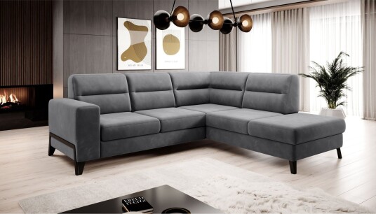 Anglika Sofa m. Sjeselong 4 seters   Grå
