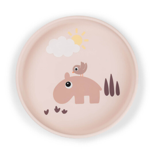 Done by Deer Silicone Stick&Stay Plate Playground Powder Pink Ø 18X H 3CM Done by Deer Silicone Stick&Stay Plate Playground Powder Pink Ø 18X H 3CM