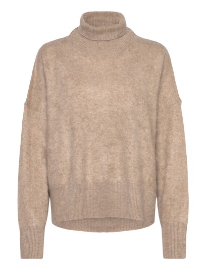 Davida Cashmere Brushed Roll Neck Sweater Beige M Davida Cashmere Brushed Roll Neck Sweater Beige M