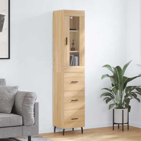 vidaXL Highboard sonoma eik 34,5x34x180 cm konstruert tre 8720845486747 vidaXL Highboard sonoma eik 34,5x34x180 cm konstruert tre 8720845486747