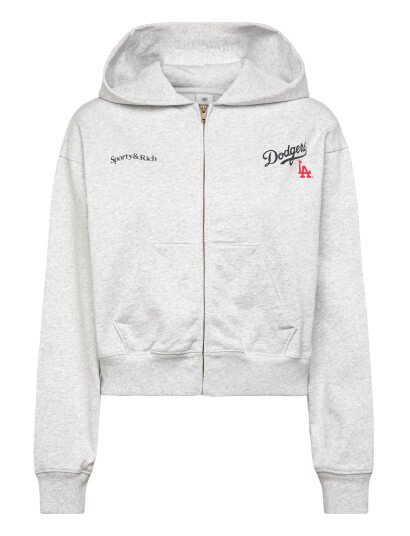 Sporty & Rich Dodgers Serif Cropped Zip Hoodie Grey L