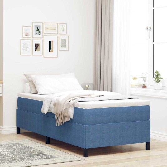 Senge ramme Blå 90x190 cm Corduroy Stoff Senge ramme Blå 90x190 cm Corduroy Stoff