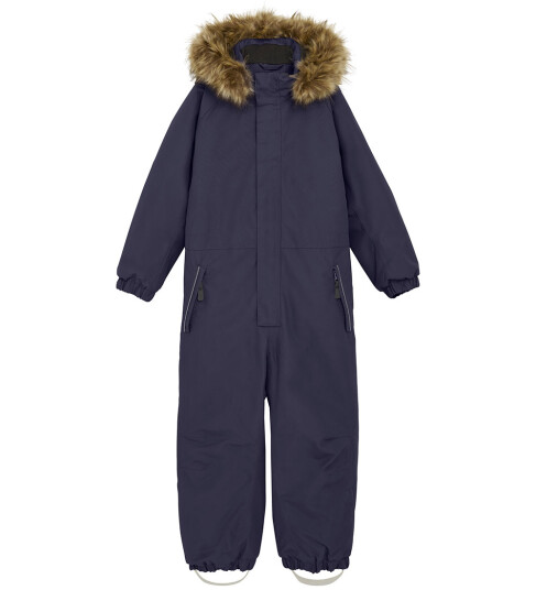 Color Kids Coverall W. Fake Fur - Navy - 122