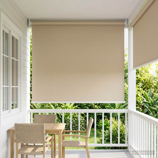 vidaXL Utendørs Rullegardin med UV-beskyttelse Beige Polyester